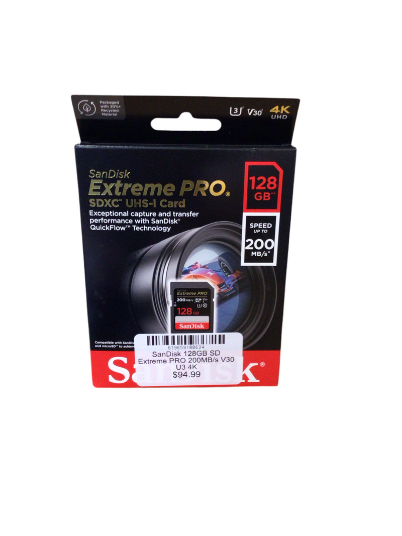 SanDisk 128GB SD Extreme PRO 200MB/s V30 U3 4K