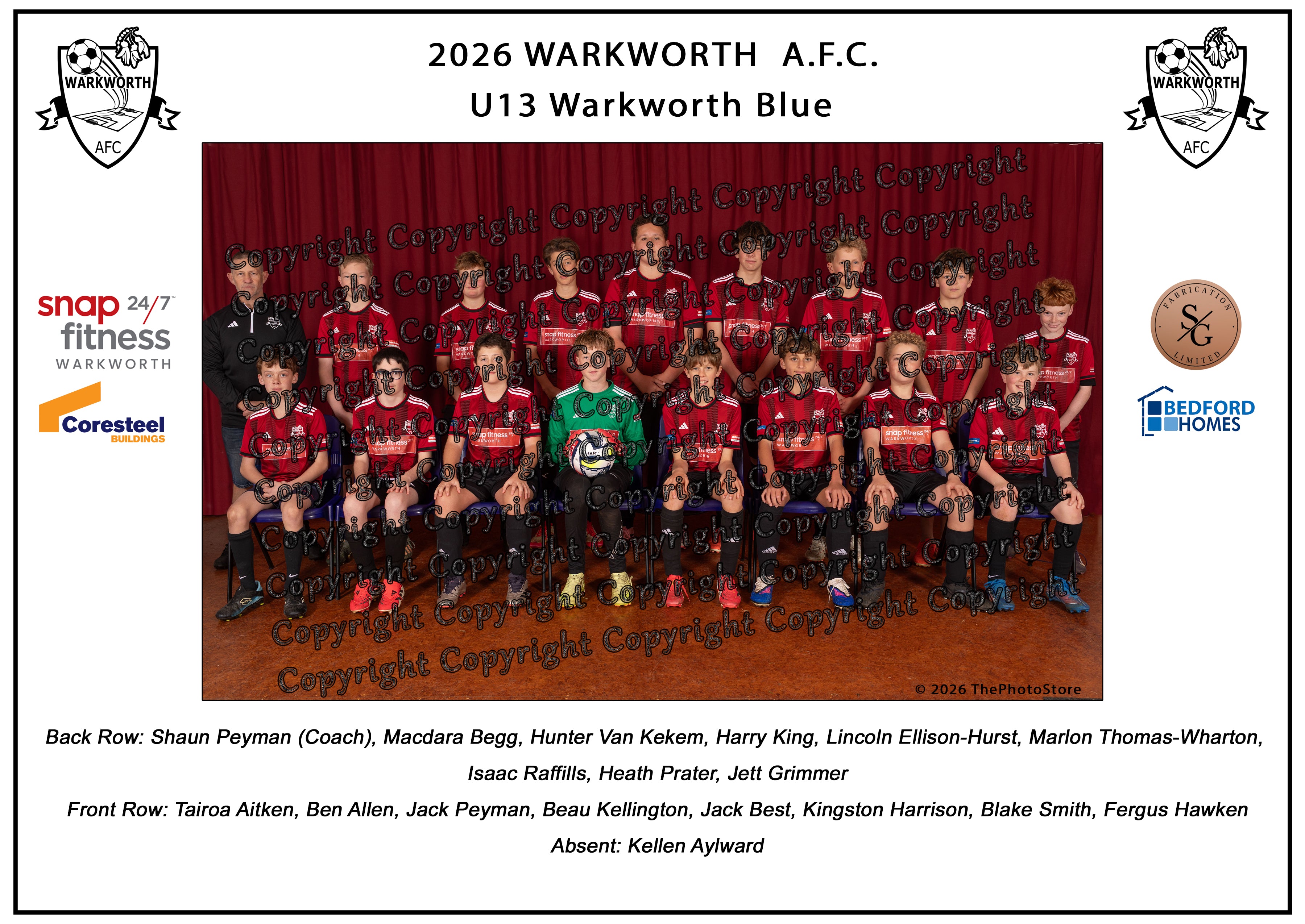 Warkworth Football Club Team Photos 2026
