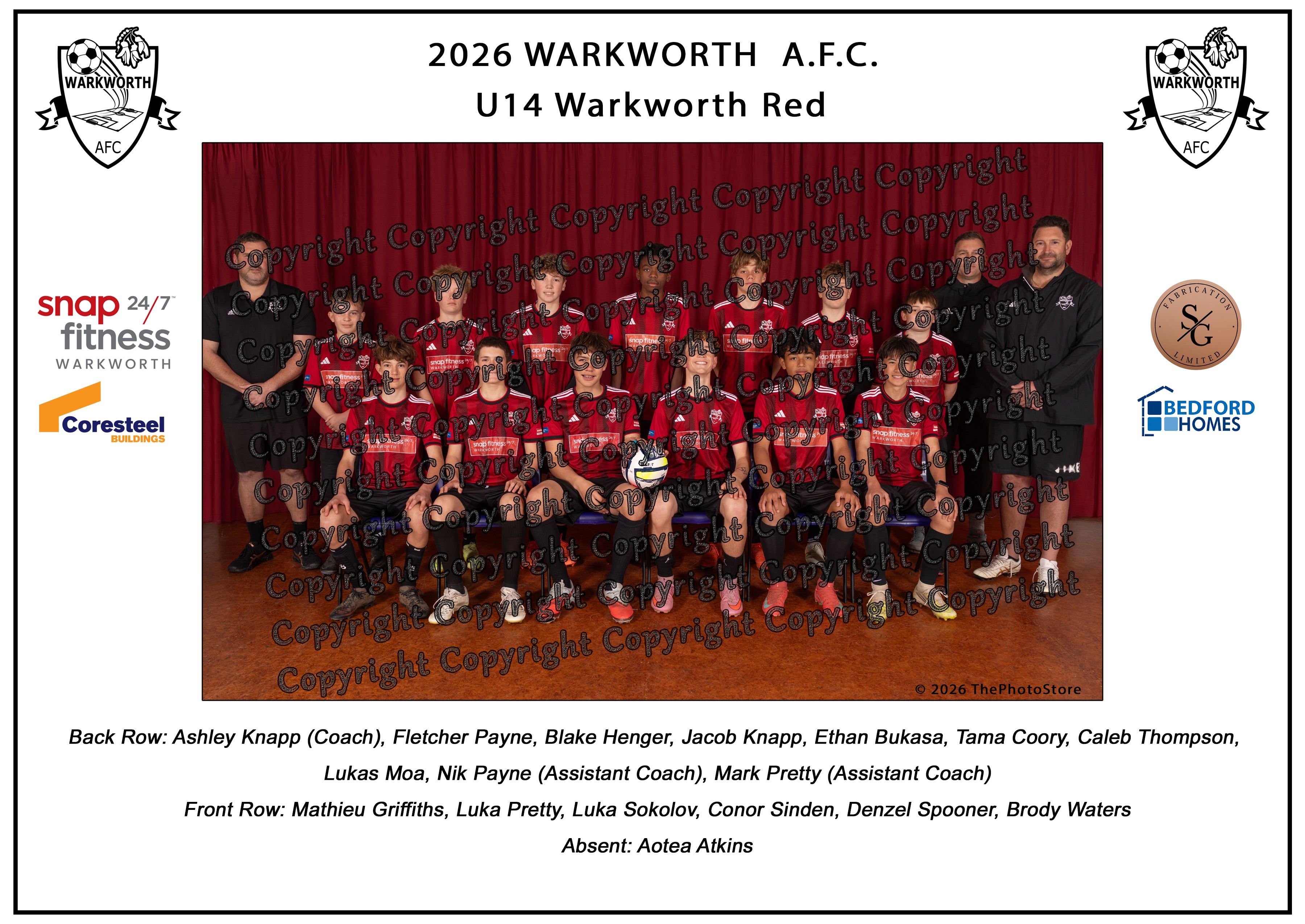 Warkworth Football Club Team Photos 2026