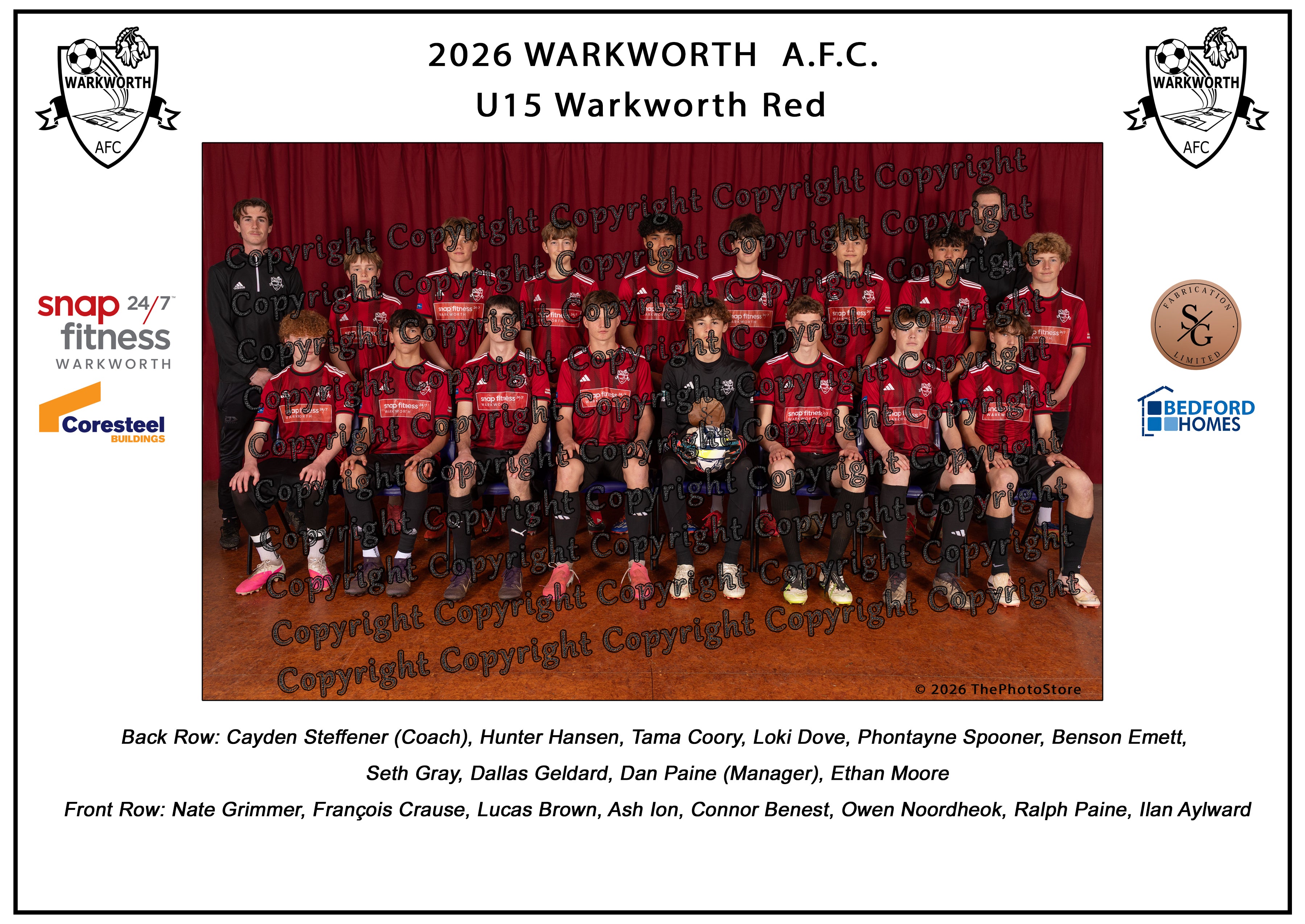 Warkworth Football Club Team Photos 2026