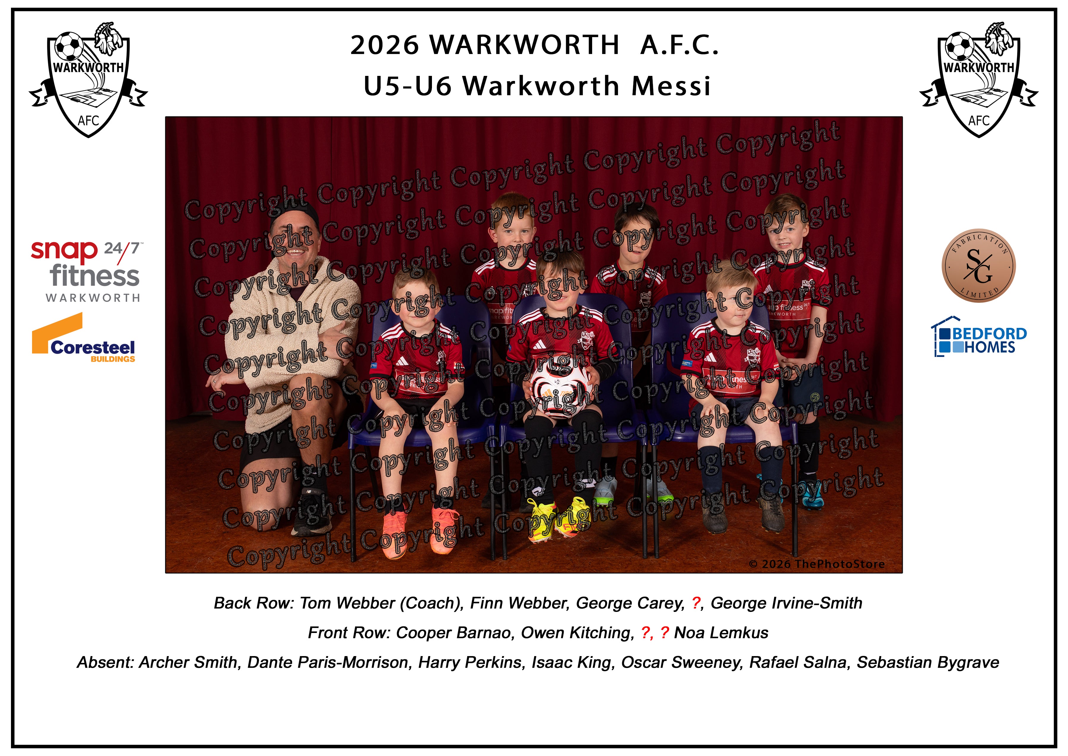 Warkworth Football Club Team Photos 2026