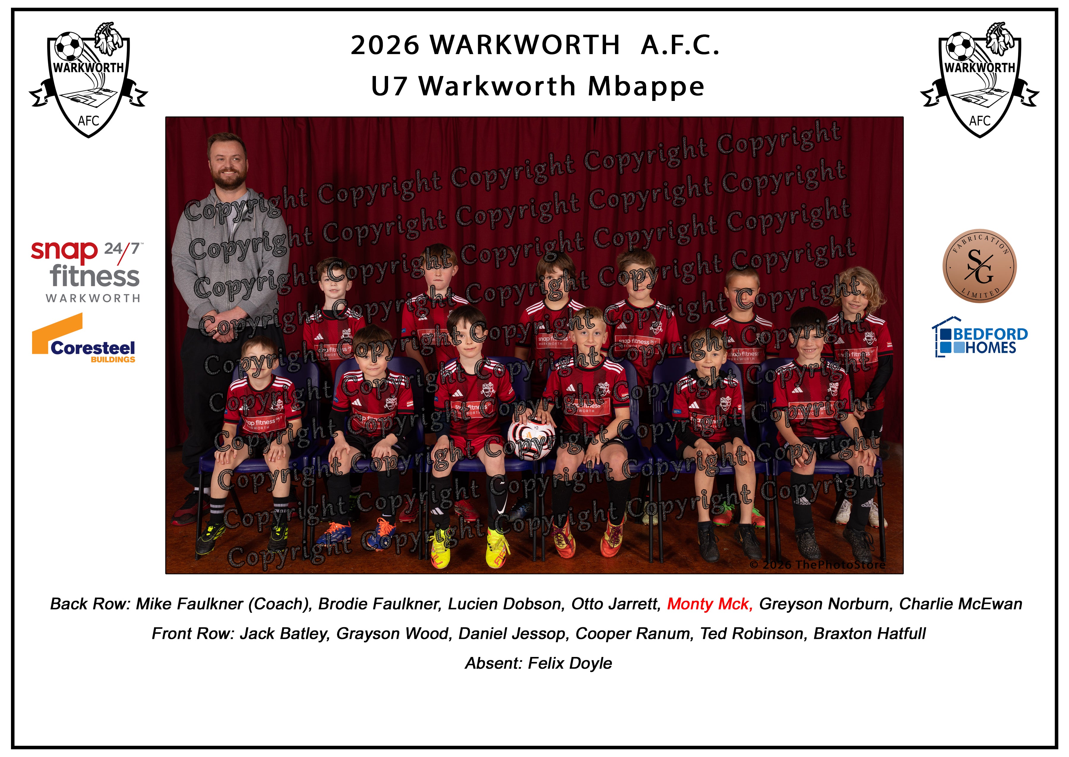 Warkworth Football Club Team Photos 2026