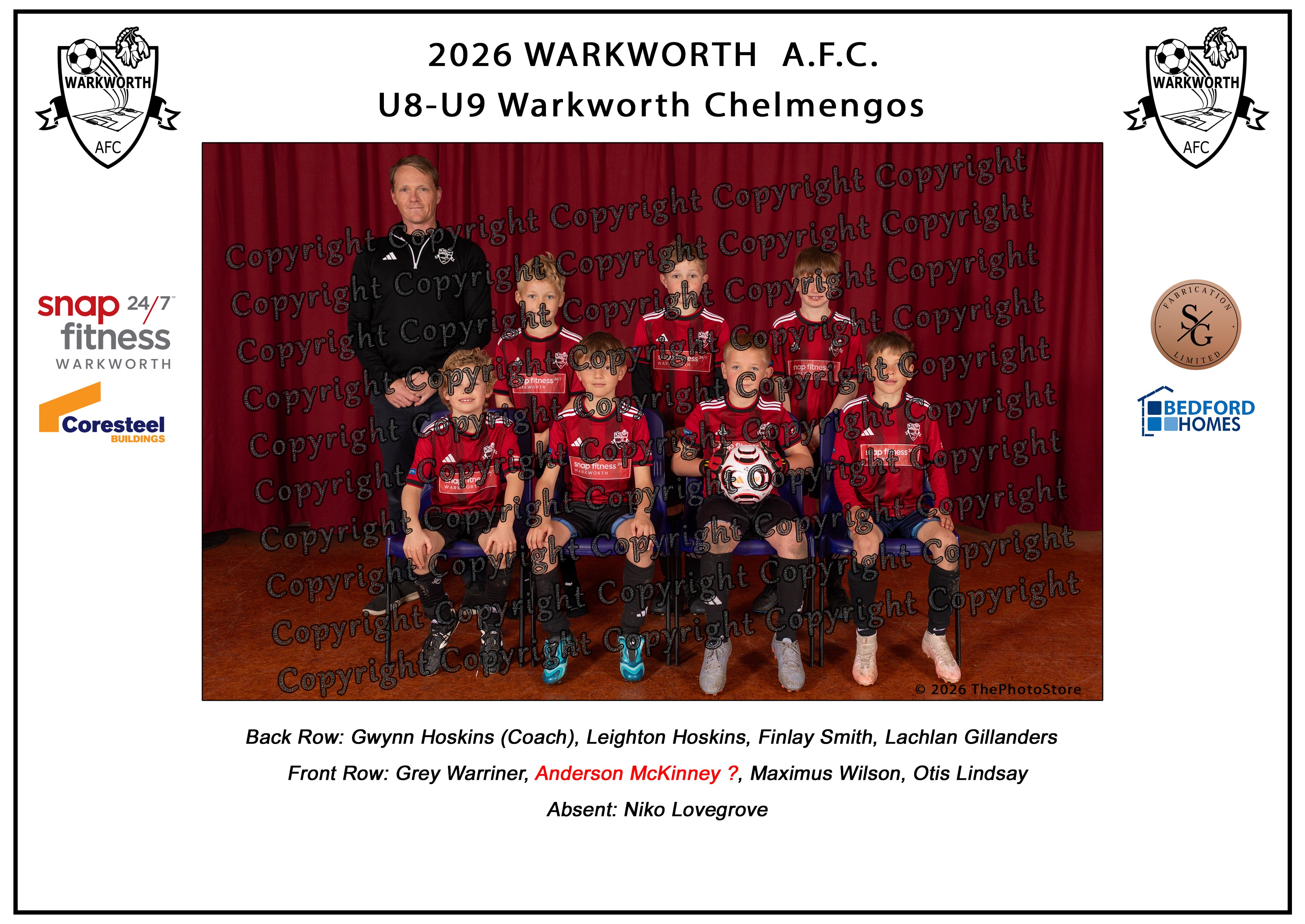 Warkworth Football Club Team Photos 2026