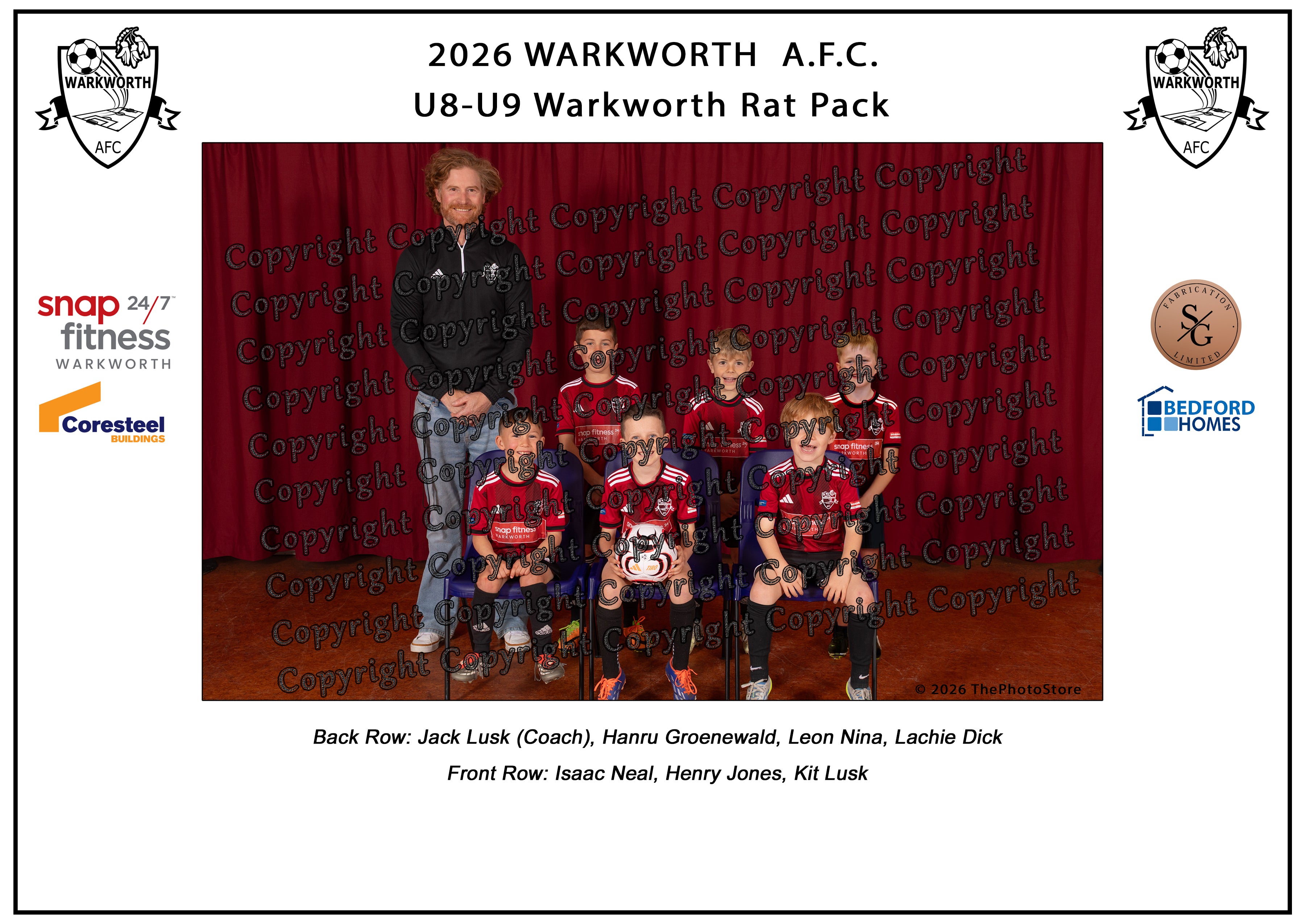 Warkworth Football Club Team Photos 2026