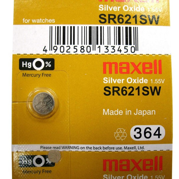 2 x MAXELL SR621SW 364 D364 602 1.55v Silver Oxide Button Cell Watch  Battery - Official Genuine Maxell
