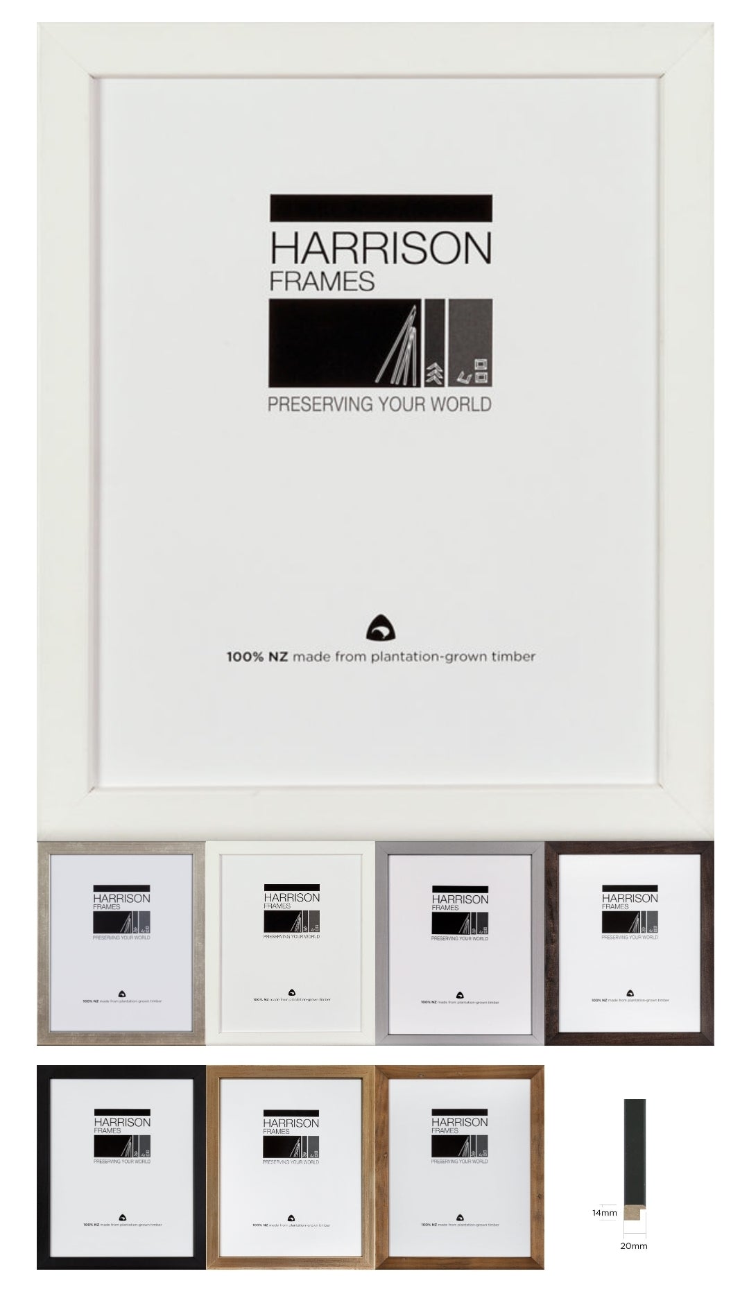 PSS Small Flat 20mm Wide Modern Quality Picture Frames